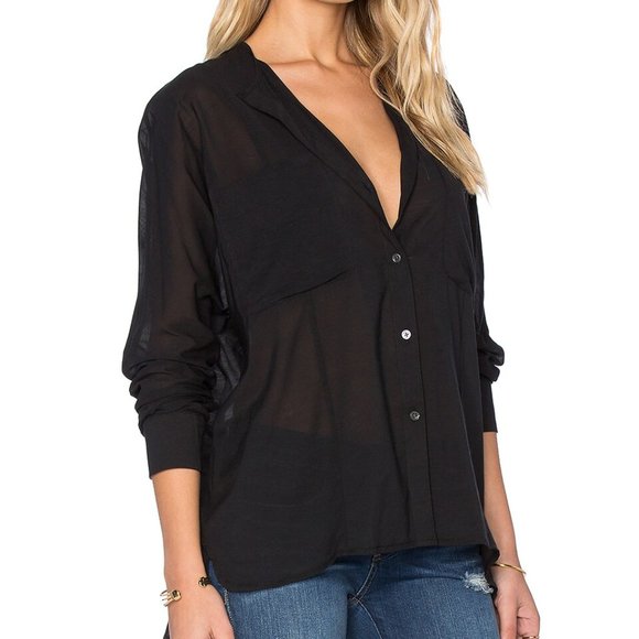 JAMES PERSE Oversized Chiffon Stretch Button Up - Picture 2 of 7